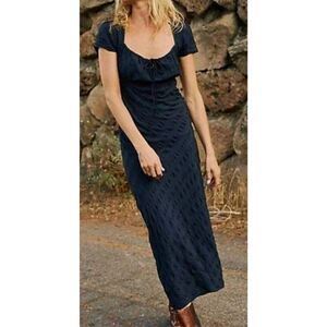 Free People NWOT Natalya Solid Midi black dress size M